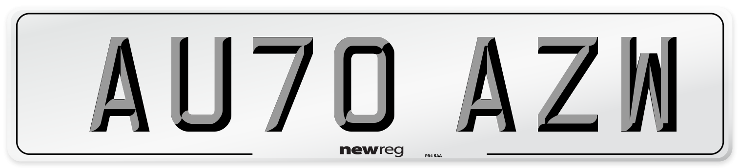 AU70 AZW Number Plate from New Reg